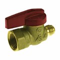 Mueller B & K Gas Ball Valve, 9/16x1/2in Connection, FlarexFPT, 200 psi Pressure, Manual Actuator, Brass Body 117-592